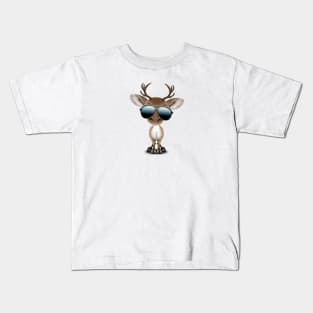 Cute Baby Reindeer Wearing Sunglasses Kids T-Shirt